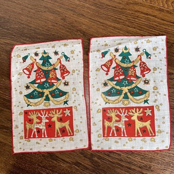 Vtg Mid Century Lewis Garland Christmas/Holiday themed cocktail napkins in folio - Picture 7 of 13